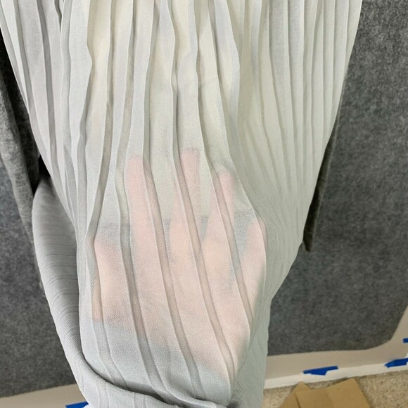 Chelsea & Theodore Knit Sweater Women XL Pleated Sheer Back Long Sleeve Gray - Picture 4 of 10